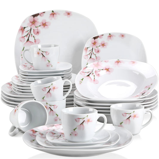 Malacasa Porcelain Floral Dinnerware Set Service For Six