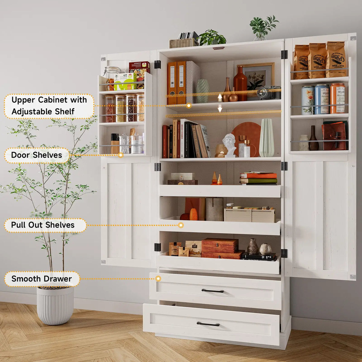 Onbrill 6 Door Kitchen Pantry Storage Cabinet With Shelves