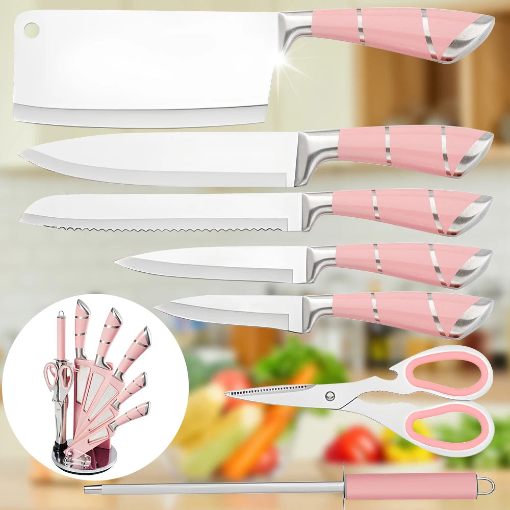 ZENG 9-Piece Stainless Steel Kitchen Knife Set With Accessories