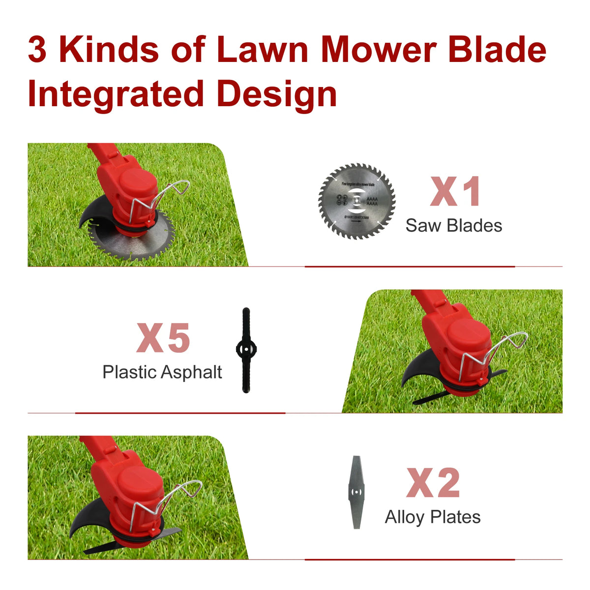 21V Cordless Brushless Weed Trimmer Electric Garden Edger Battery