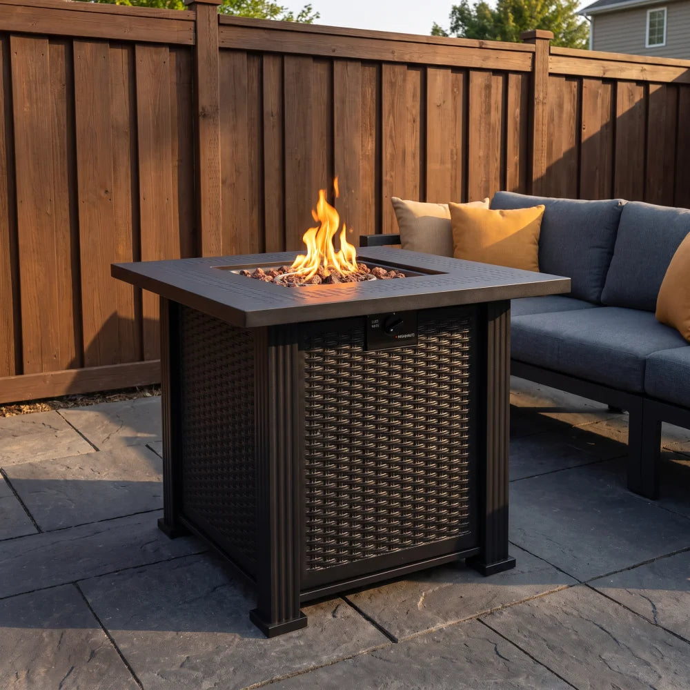 Modern Outdoor Propane Fire Pit Table With Lava Stones