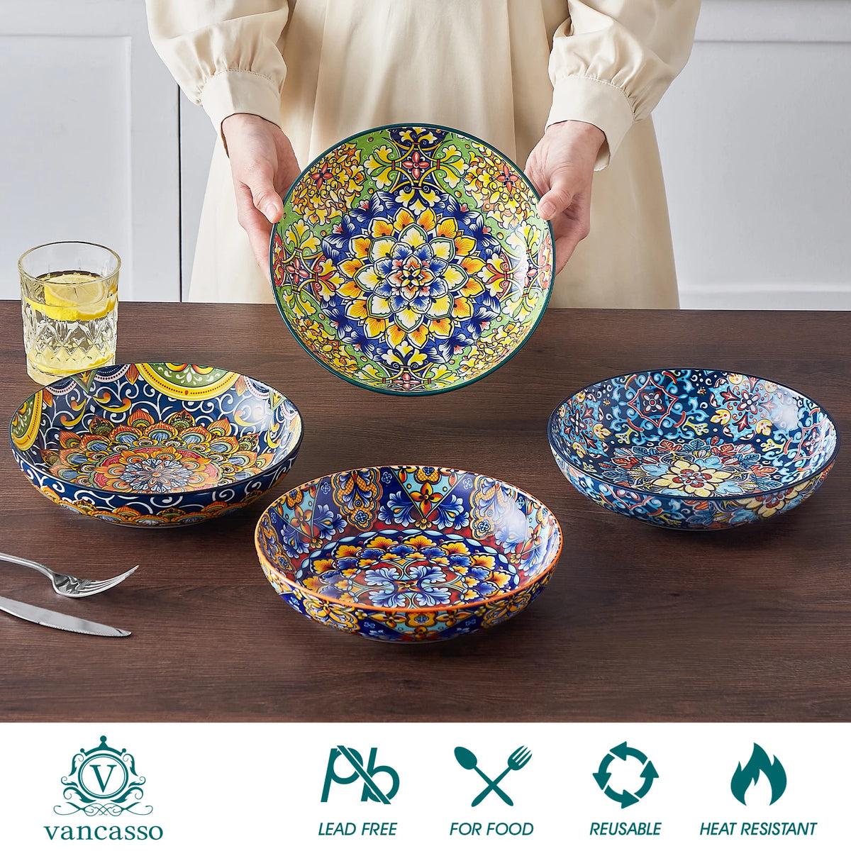 Malacasa Premium Ceramic Oven Safe Pasta And Soup Bowls