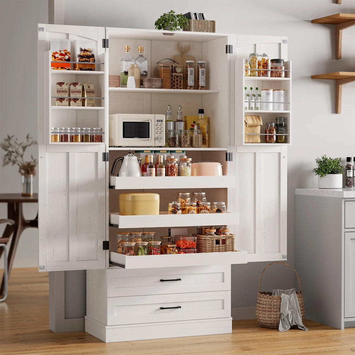 Onbrill 6 Door Kitchen Pantry Storage Cabinet With Shelves