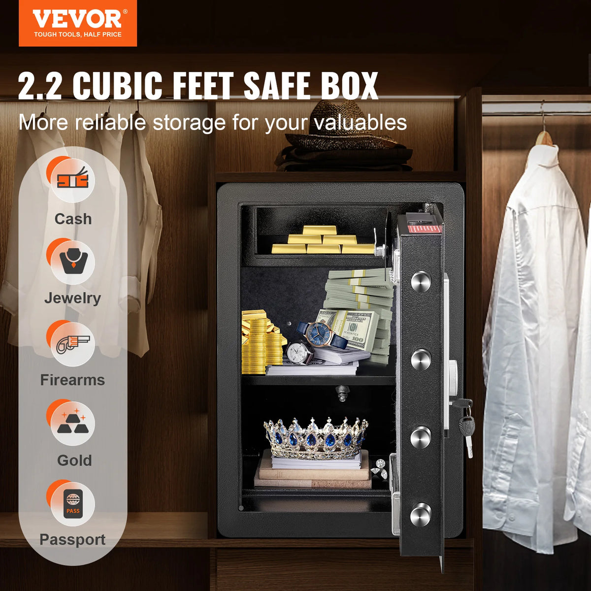 SucceBuy Digital Fingerprint Electric Safe With Fireproof Security Cabinet