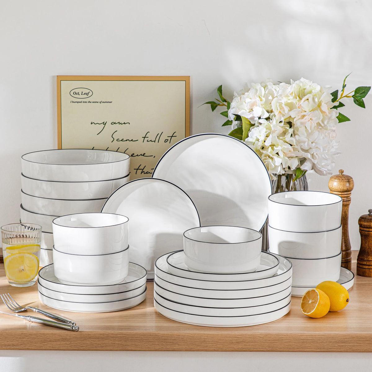 Malacasa Premium Ceramic Dinner Plate Set With Bowls