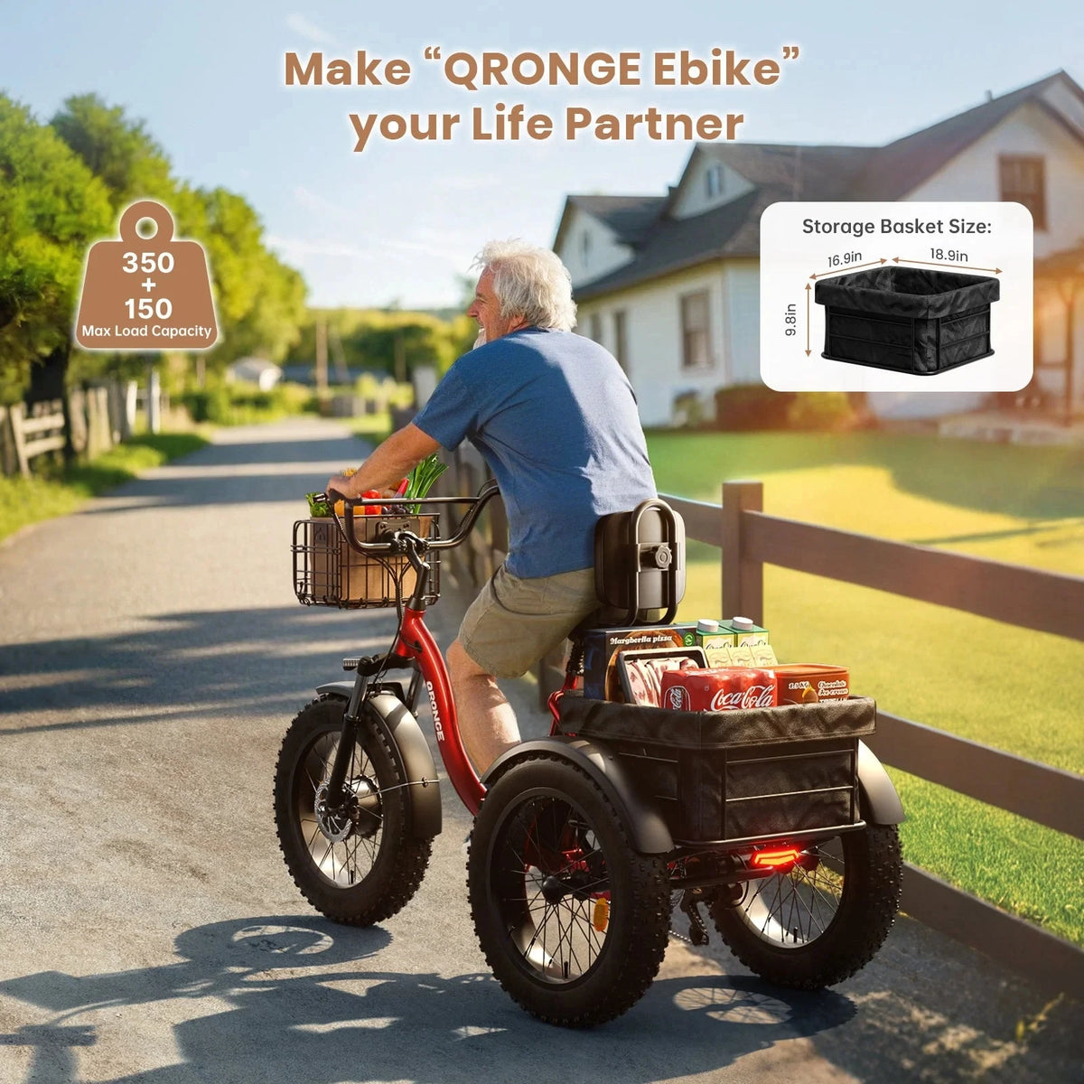 Qronge Electric Tricycle Featuring 1200W Motor And Battery