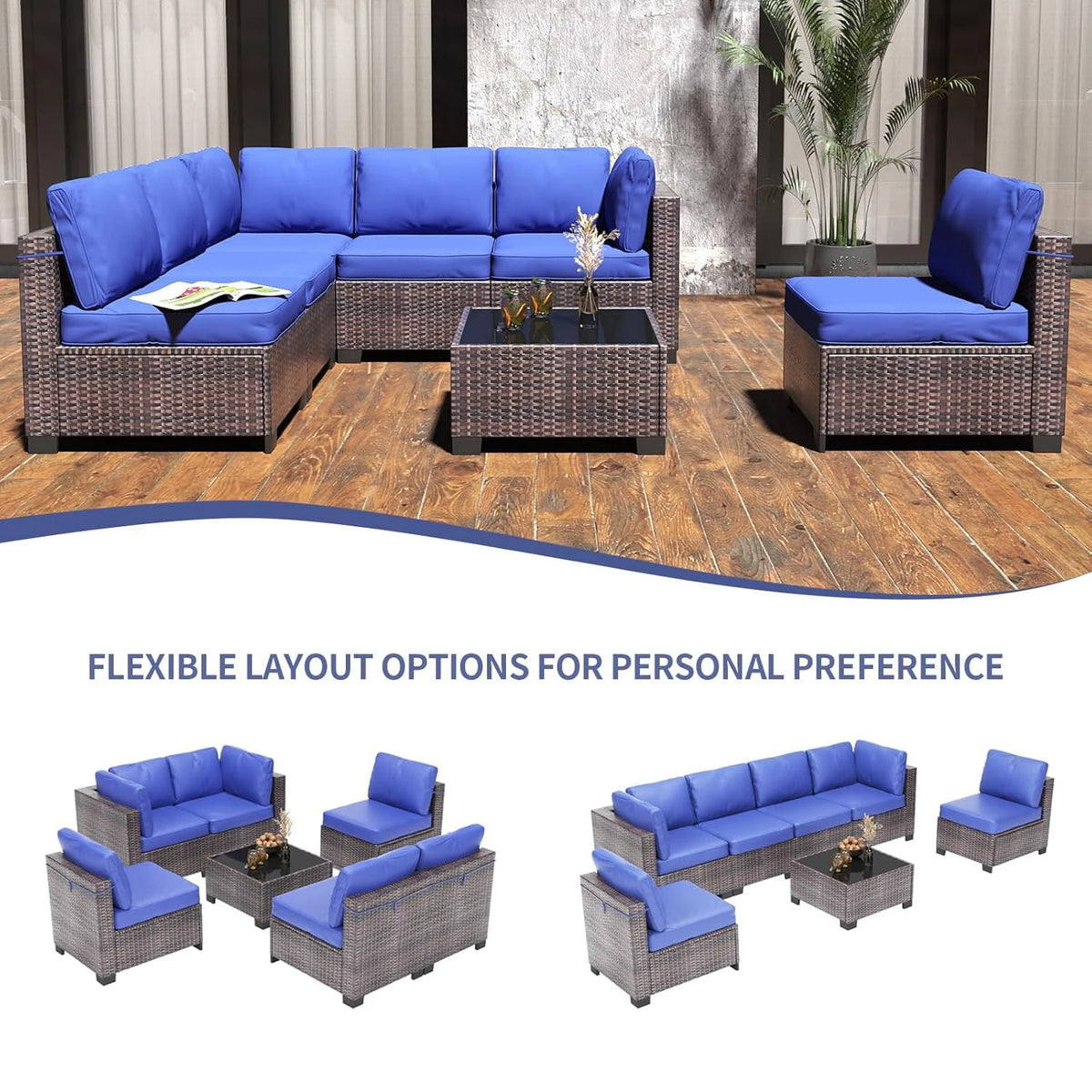 HobbyLane Modular PE Rattan Wicker Outdoor Sectional Sofa Set