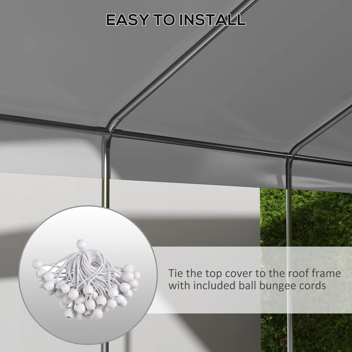 Outsunny Carport Replacement Canopy Cover With Ball Bungee Cords