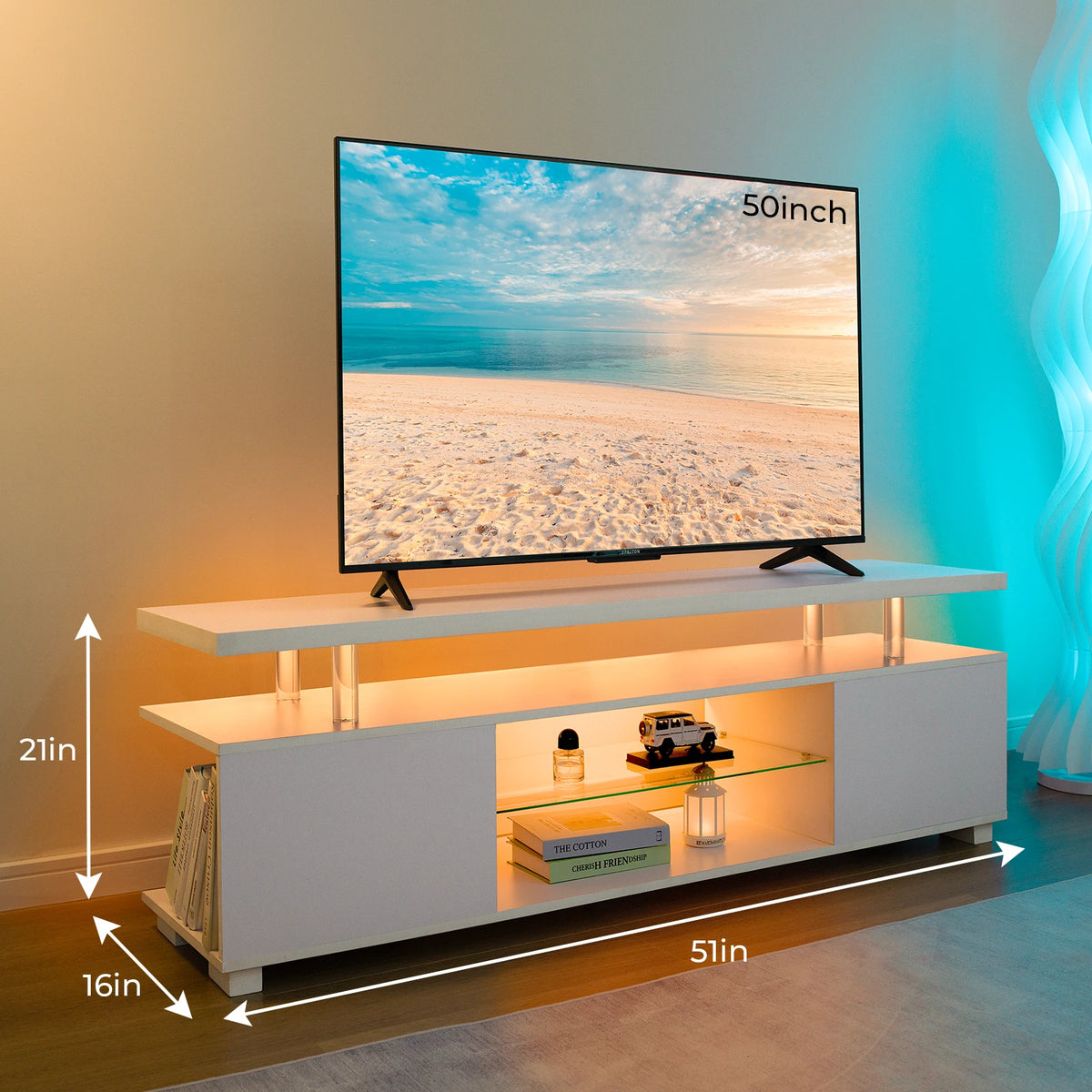 Cubehom Modern Wood TV Entertainment Center With Storage Console