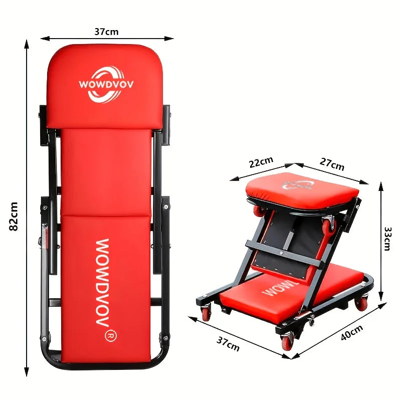 Heavy Duty Mechanic Creeper Seat With Transforming Rolling Stool Design