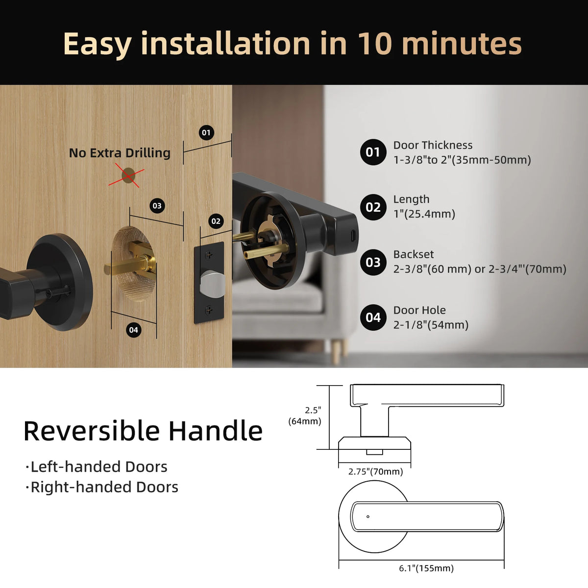 Viladepot Smart Fingerprint Door Lock With Bluetooth And Keypad