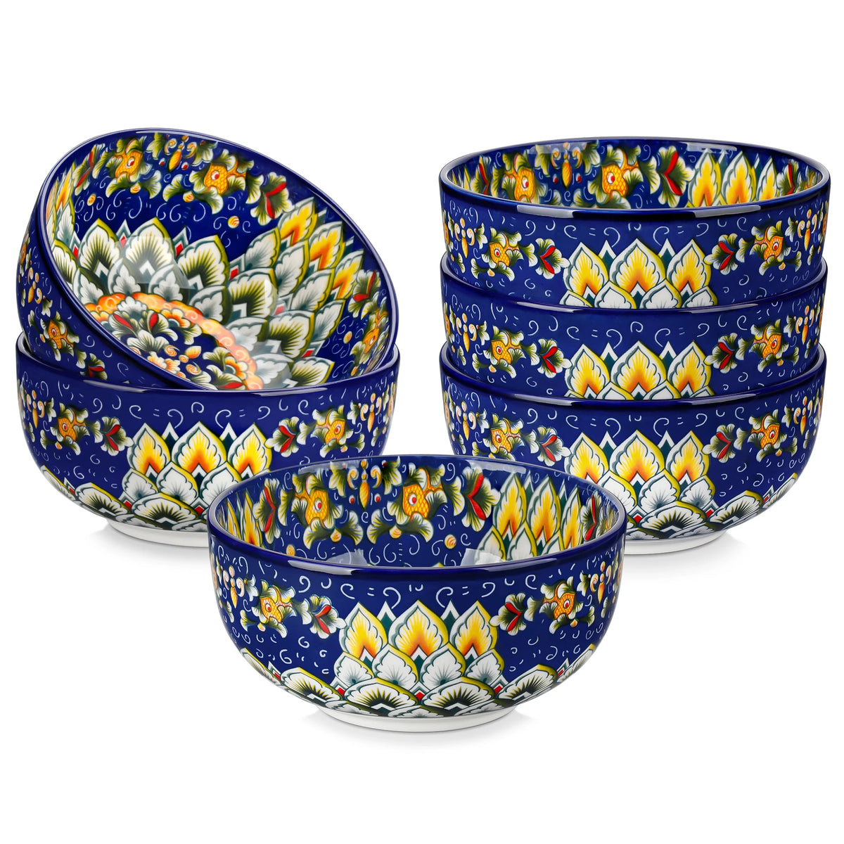 Malacasa Porcelain Cereal Bowl Set Featuring Elegant Floral Design
