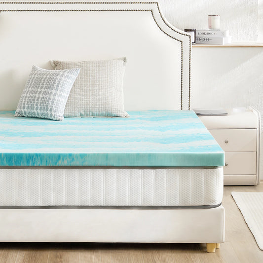 JHK Gel Cooling Memory Foam Mattress Topper With Breathable Comfort