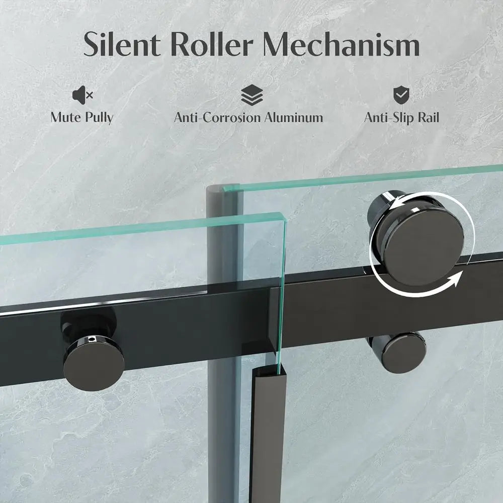 Single Sliding Shower Door With Tempered Glass Panel