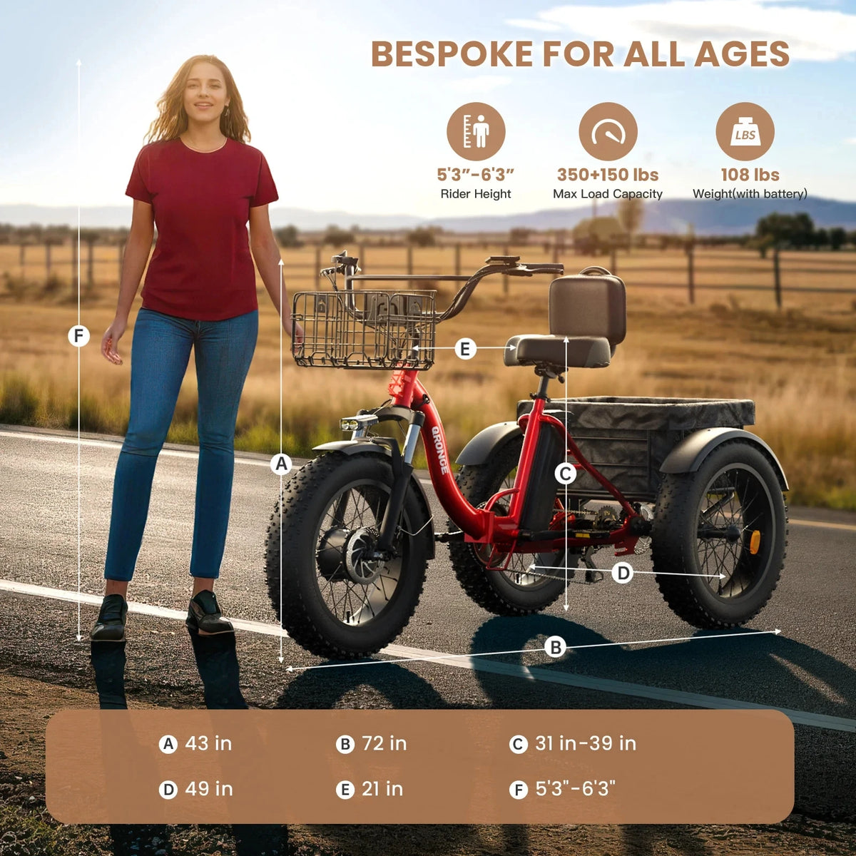Qronge Electric Tricycle Featuring 1200W Motor And Battery