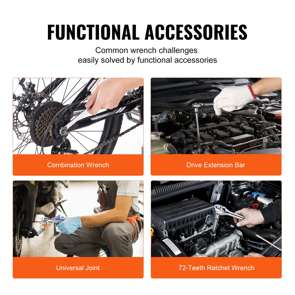 SucceBuy Professional Mechanics Tool Set With Deep And Standard Sockets