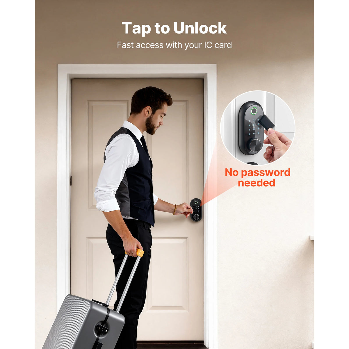 SucceBuy Electronic Fingerprint Door Lock With Touchscreen Auto Locking