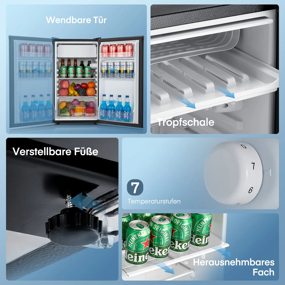 FOHERE Refrigerator and Freezer With Adjustable Thermostat and Glass Shelves