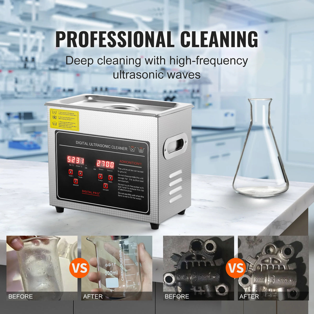 SucceBuy Stainless Steel Ultrasonic Cleaner Portable Home Appliance