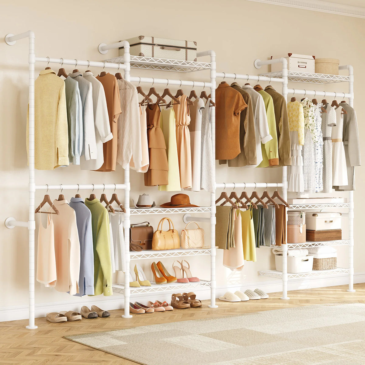 Onbrill Wall Mounted Industrial Clothes Rack With Expandable Rods
