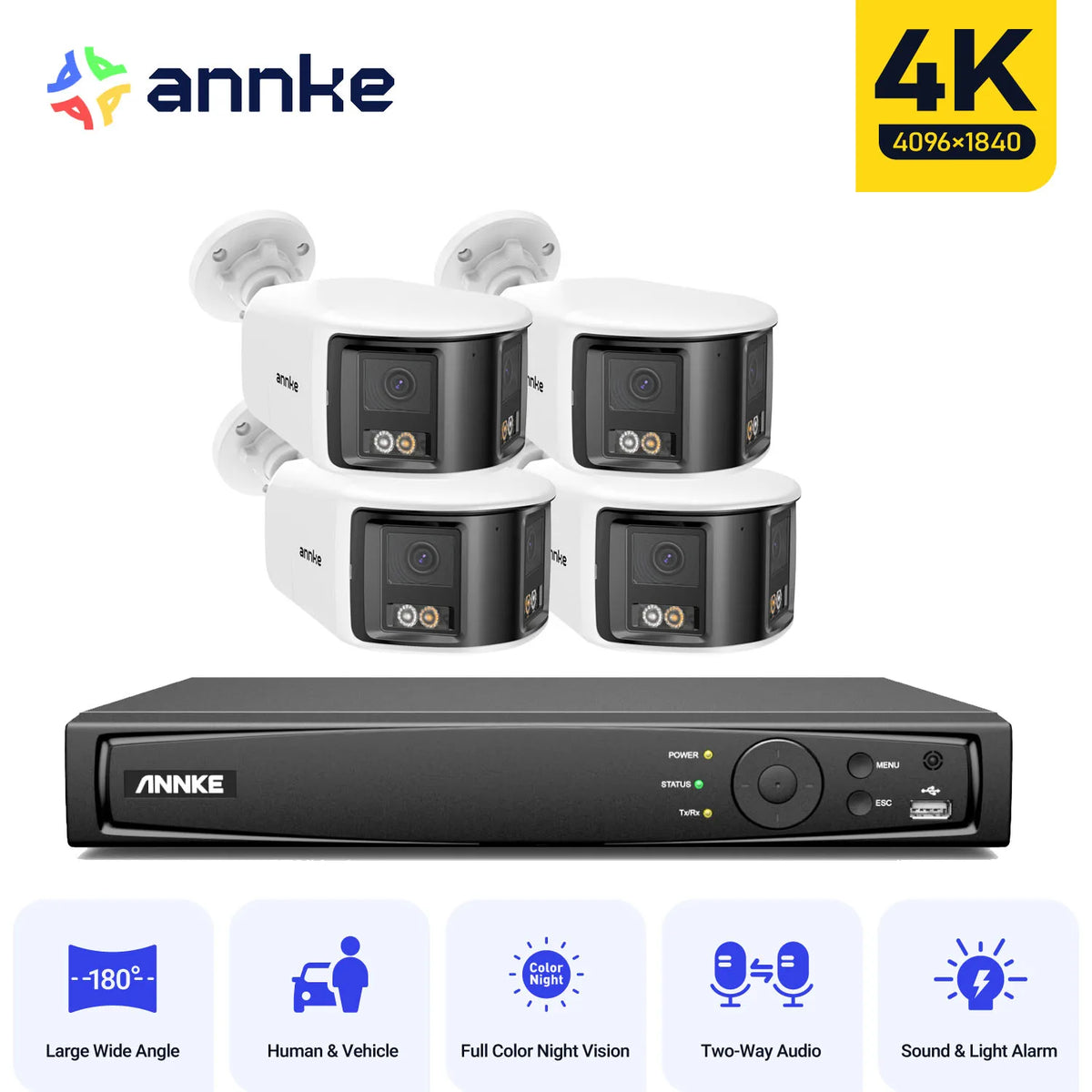 Annke 8mp 4k 180 Panoramic Dual Lens Cctv Camera System