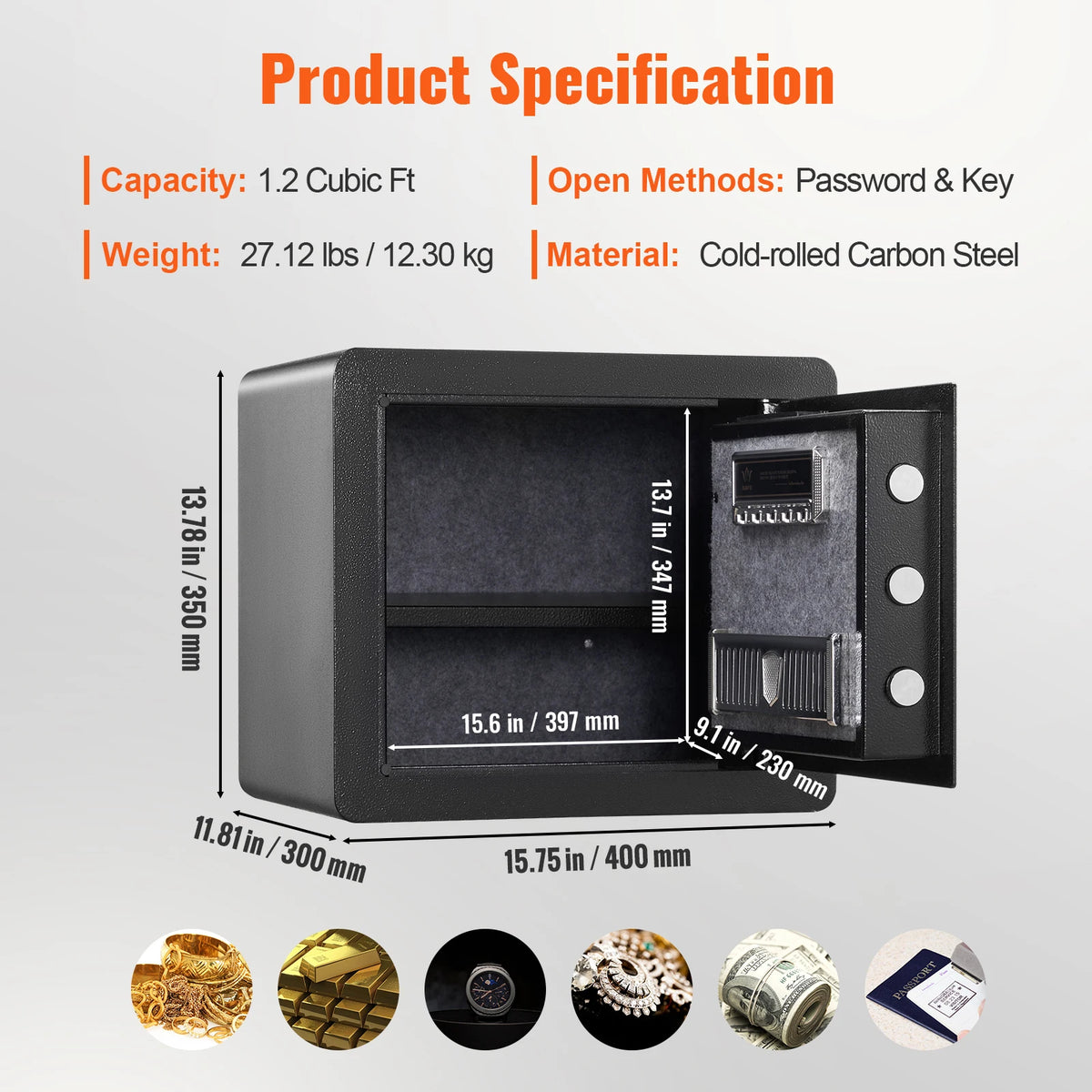 SucceBuy Electronic Safe Box With Digital Keypad And Override Keys