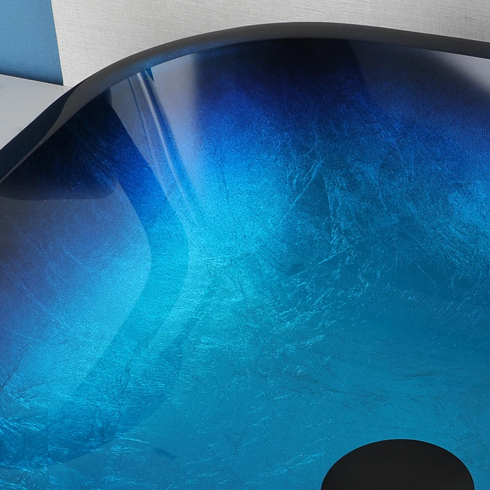 Mekkhalara Tempered Glass Bathroom Vessel Sink With Drain