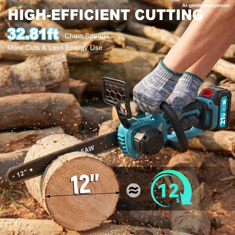 XYSD Cordless Electric Chainsaw With Dual Batteries For Tree Trimming