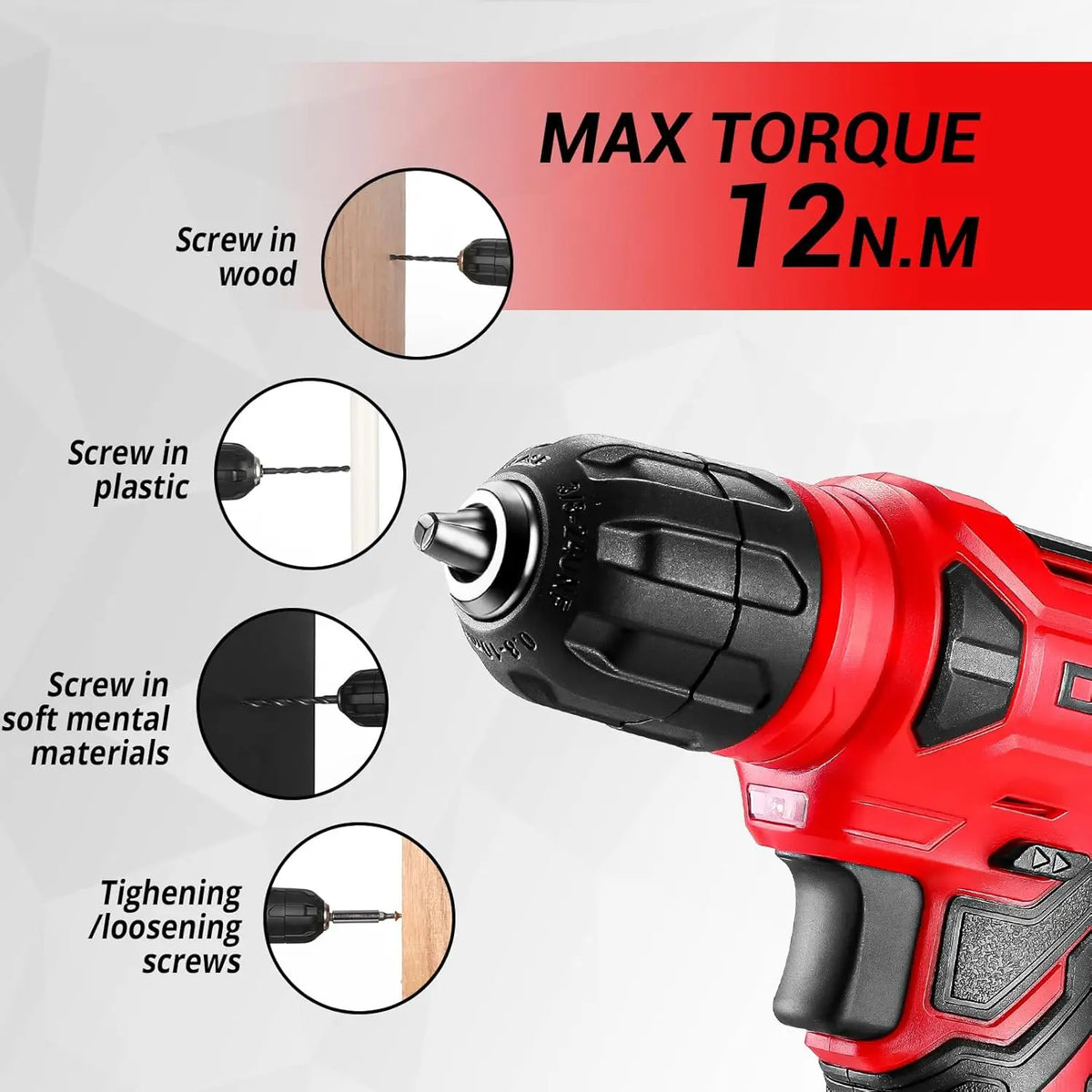 DEKO 126 Piece Cordless Drill With Complete Home Tool Kit