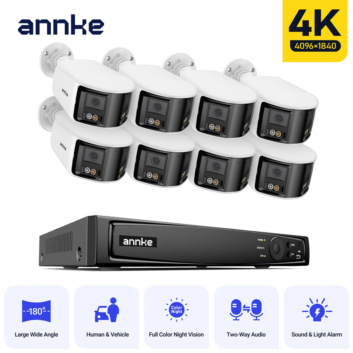 Annke 8mp 4k 180 Panoramic Dual Lens Cctv Camera System