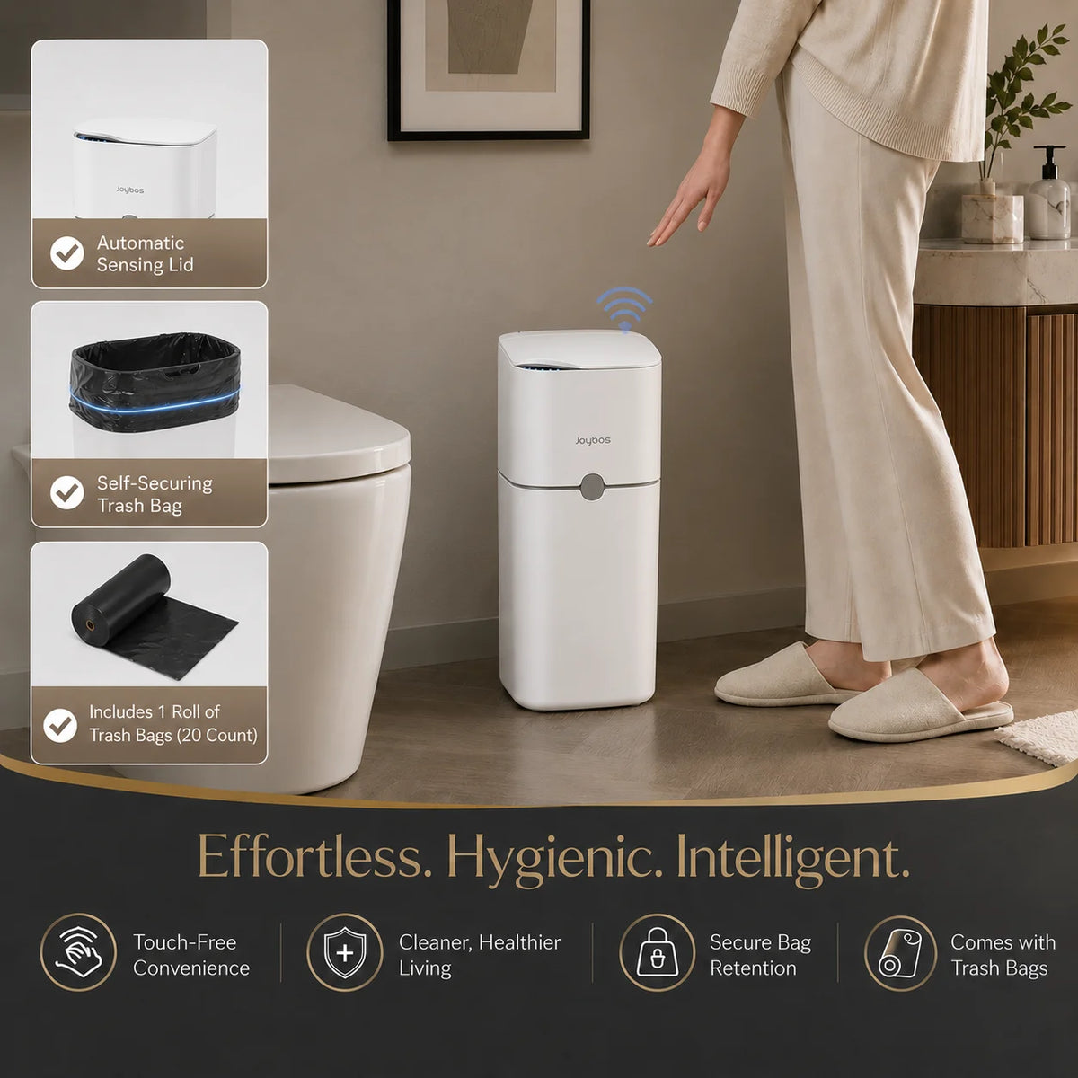 Joybos Touchless Trash Can With Motion Sensor And Bag Suction
