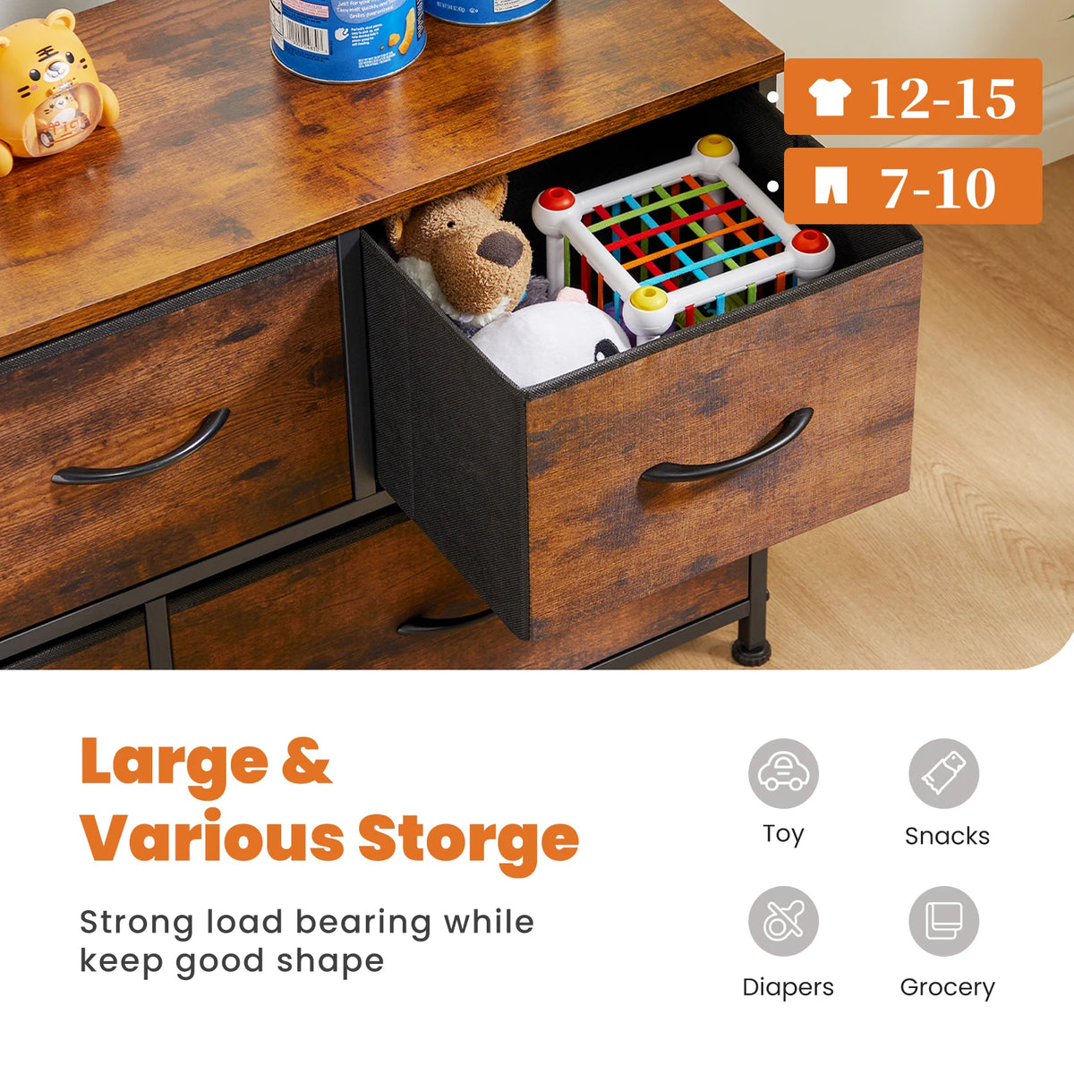 JHK Five Drawer Shoe Cabinet And TV Stand Home Organization