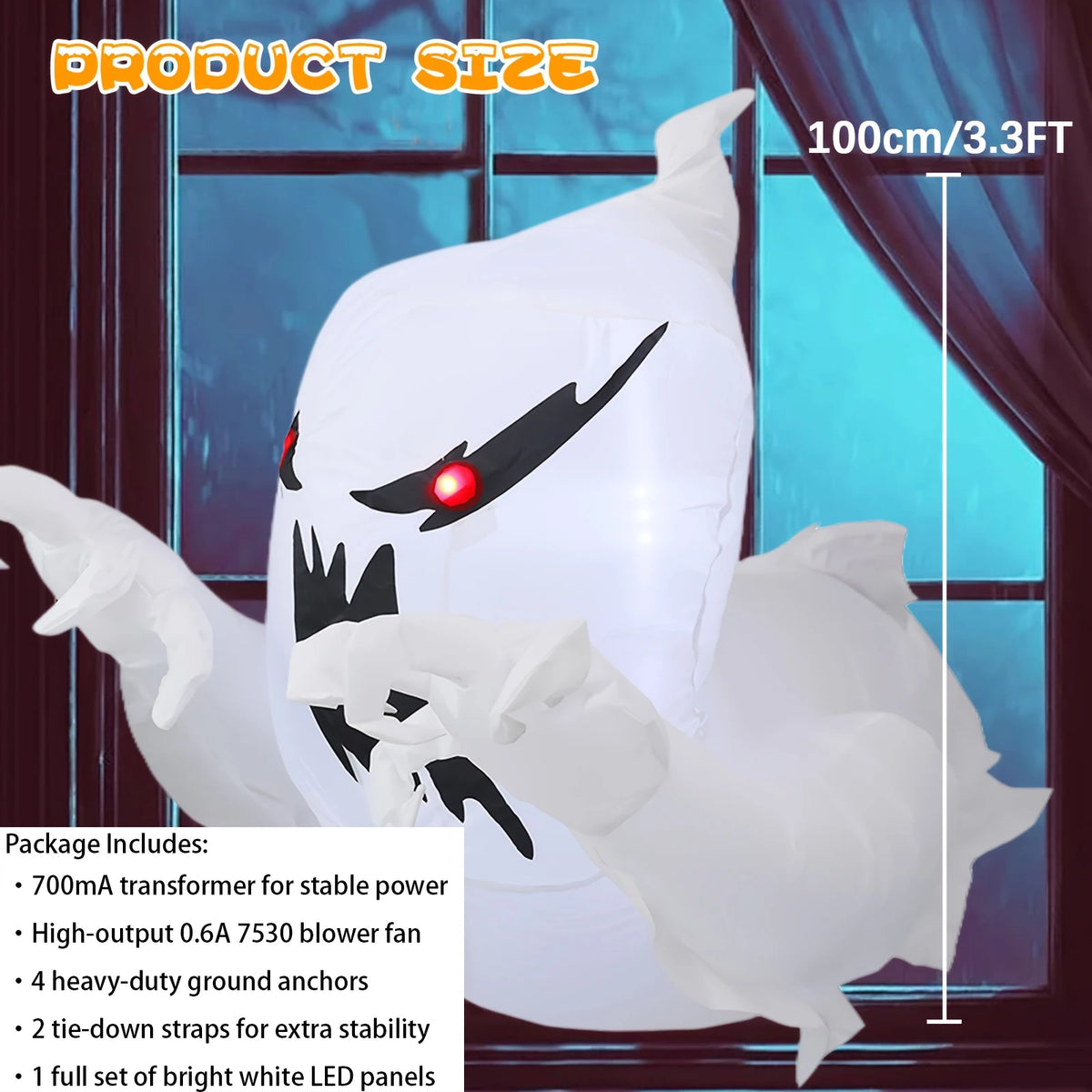 Halloween Inflatable Ghost Decoration With LED Outdoor Yard Prop