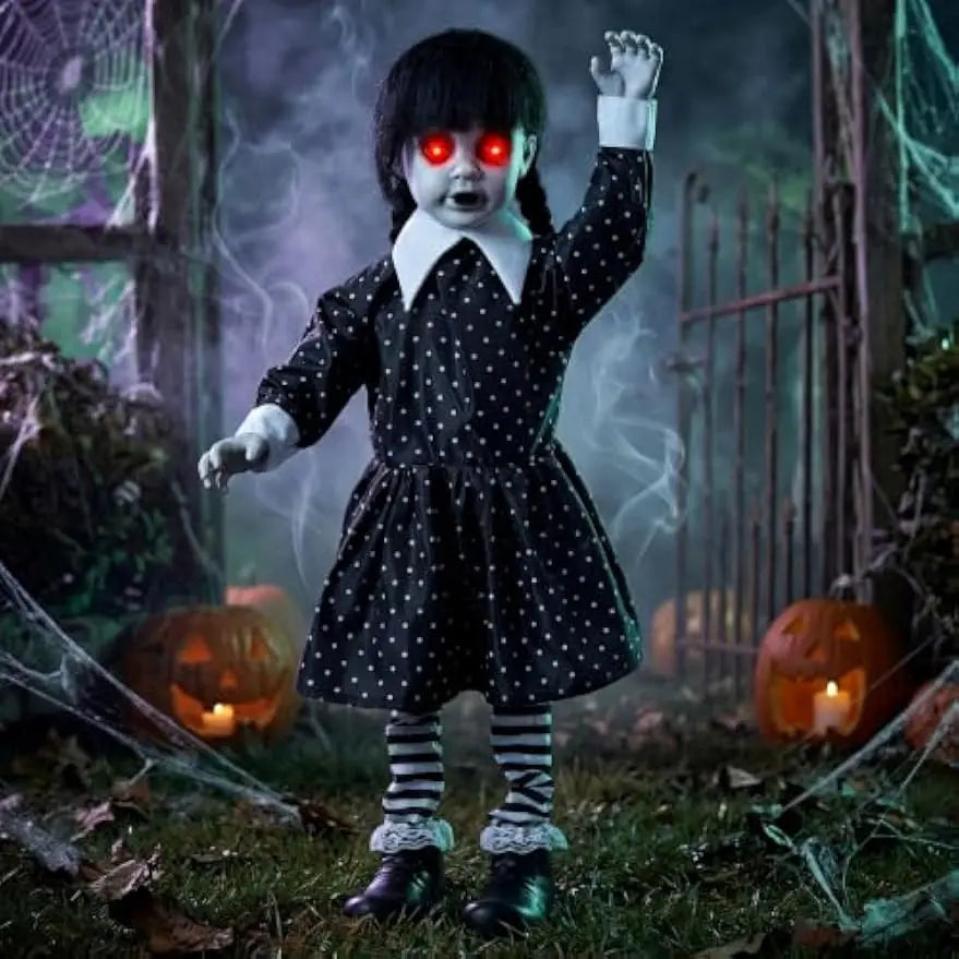 Joyfy Halloween Animatronic Ghost Doll With Glowing Eyes