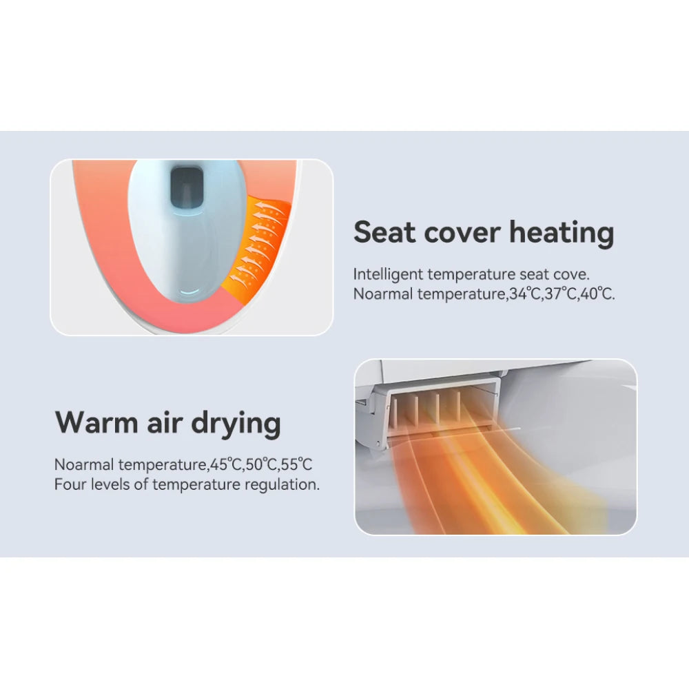 Automatic Ceramic Smart Toilet With Heated Bidet And Auto Lid