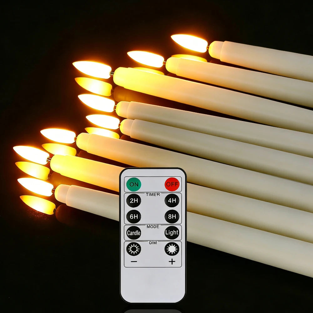 LED Flameless Taper Candles With Remote Flickering Battery Operated Decor