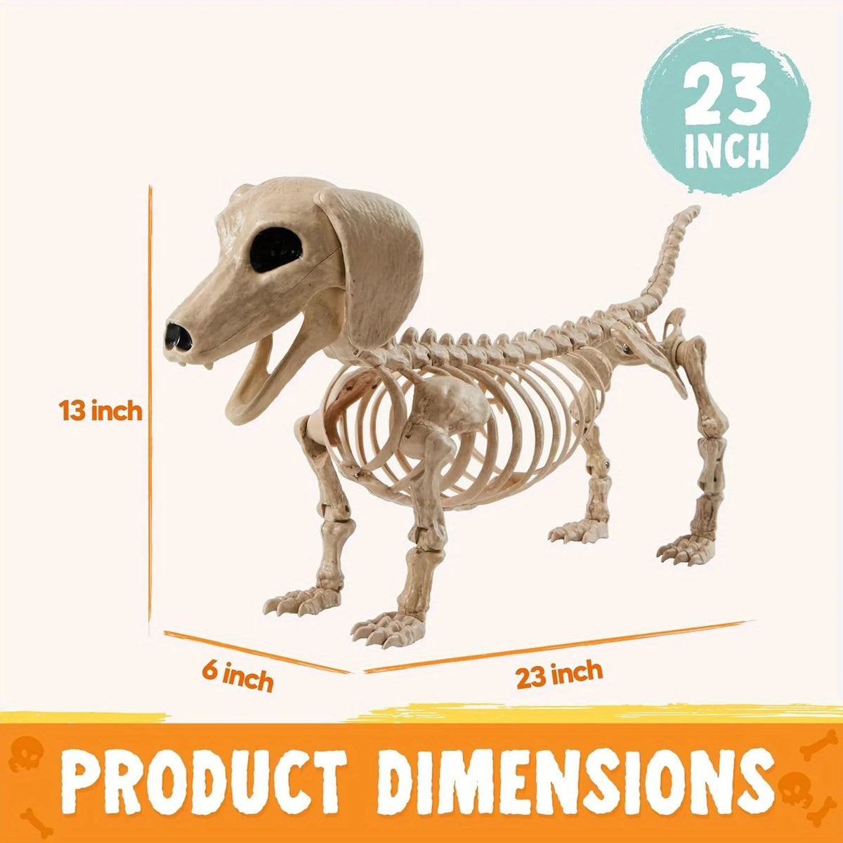 Posable Wiener Dog Skeleton Halloween Decoration With Movable Joints