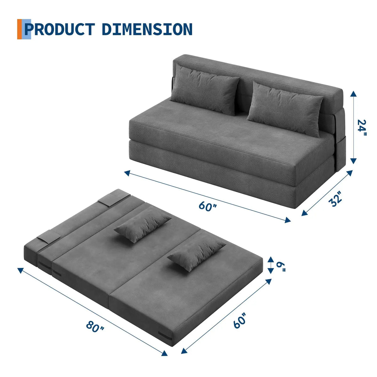 HobbyLane Folding Sofa Bed Convertible Sleeper Loveseat For Home