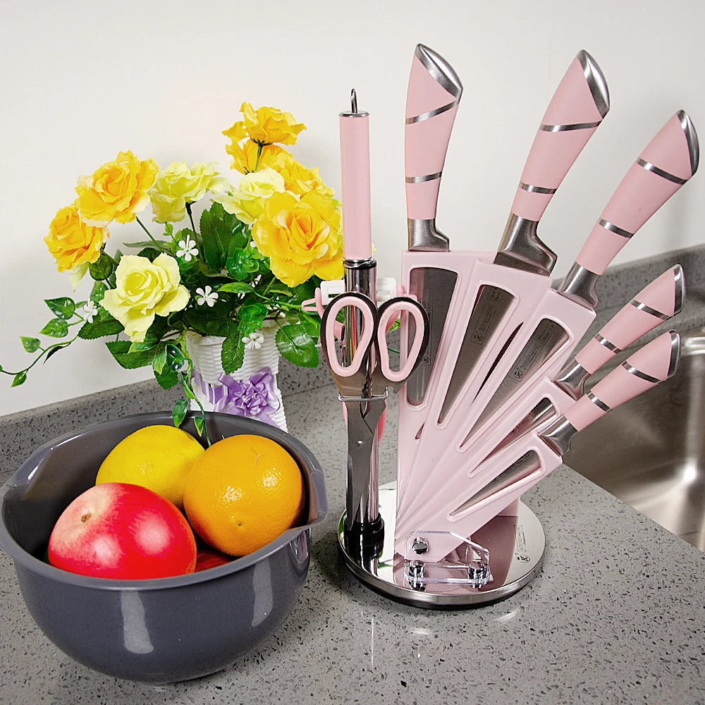 ZENG 9-Piece Stainless Steel Kitchen Knife Set With Accessories