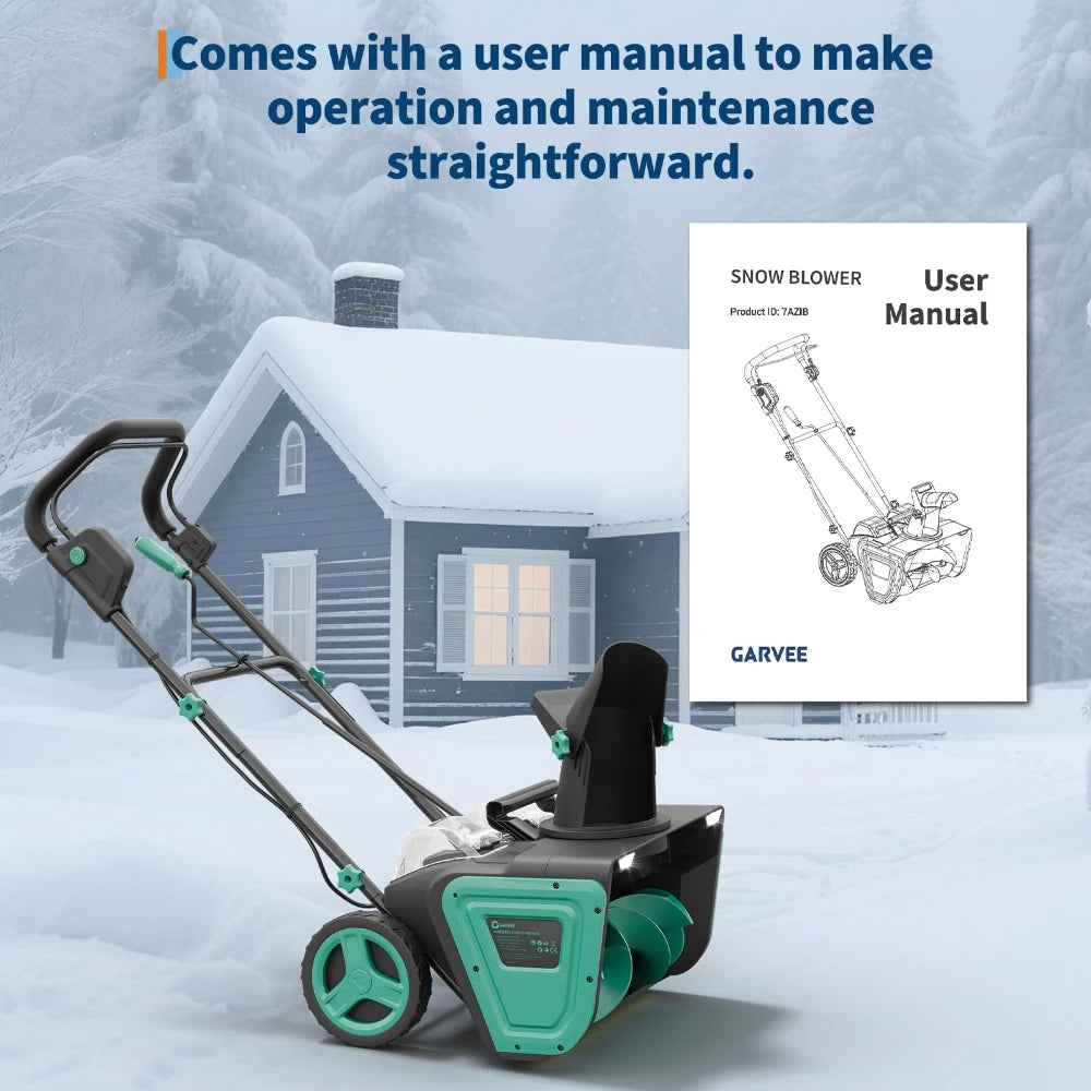 Cordless Brushless Snow Blower With Dual Battery And Led Lighting