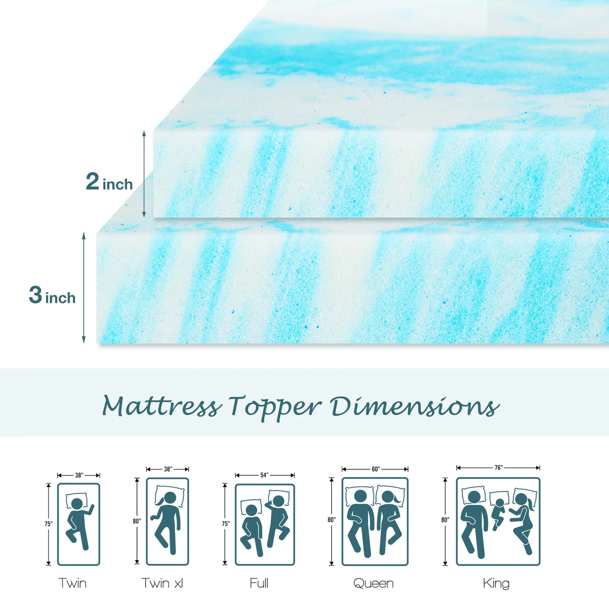 JHK Premium Comfort Latex And Polyester Mattress Topper