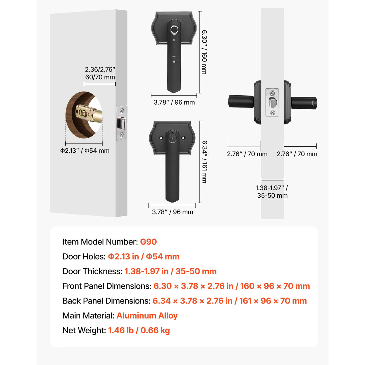 SucceBuy Electronic Fingerprint Door Lock With Touchscreen Auto Locking