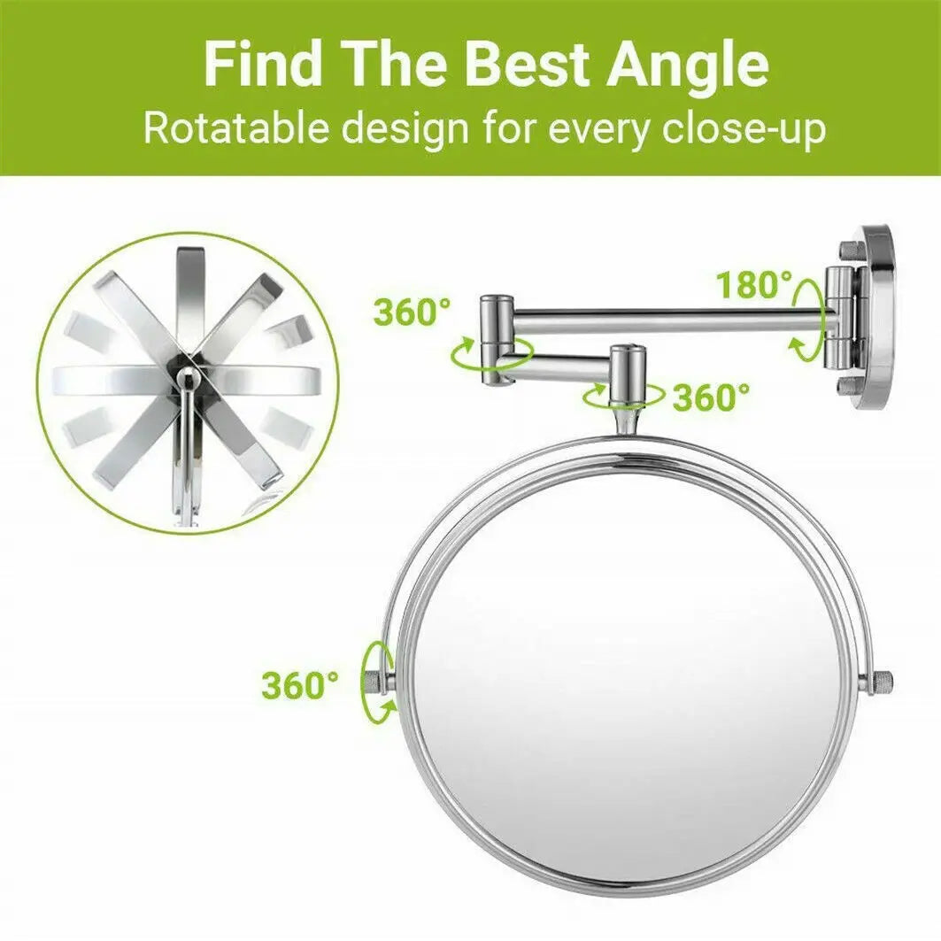 BORWART 10X Magnifying Swivel Wall Mounted Double Sided Vanity Mirror