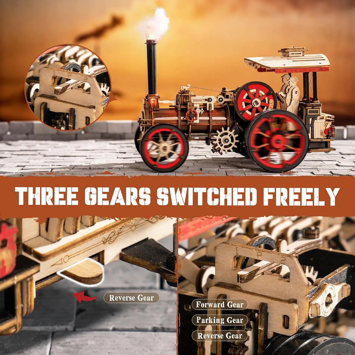 Robotime 3D Wooden Steam Locomotive Building Kit For Adults
