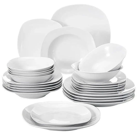 Malacasa 24 Pieces Ceramic Porcelain Dinnerware Set For Six