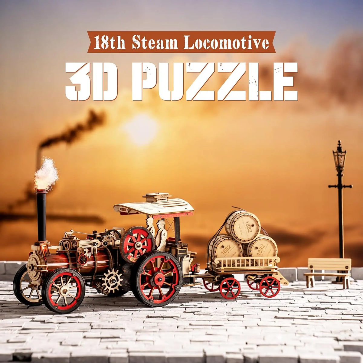 Robotime 3D Wooden Steam Locomotive Building Kit For Adults