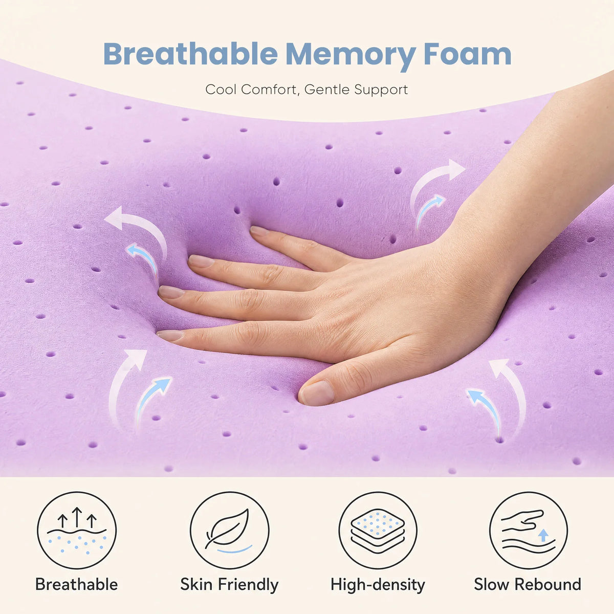 JHK Cooling Gel Memory Foam Mattress Topper Supports Restful Sleep