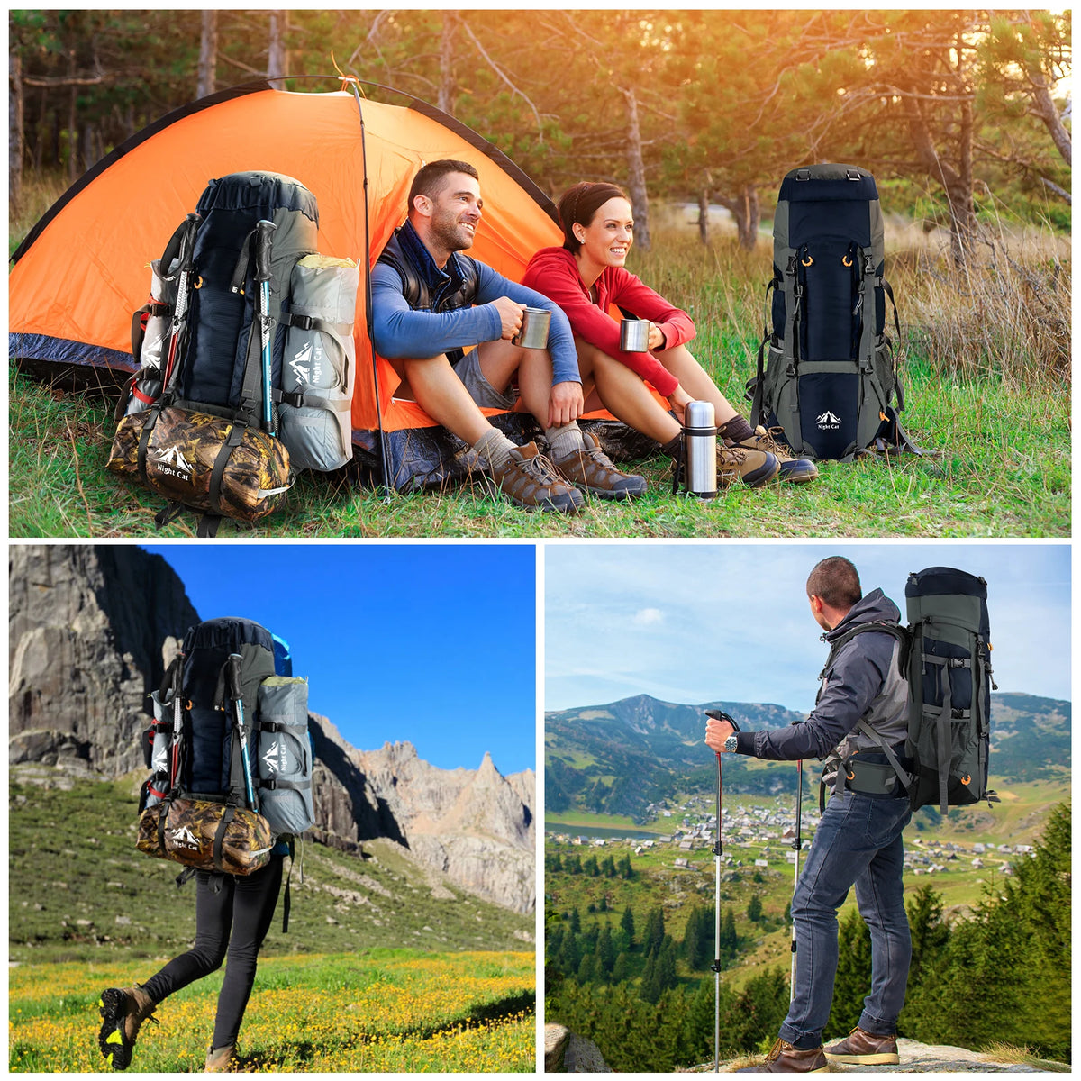 Night Cat Waterproof Internal Frame Hiking Backpack For Outdoor Travel