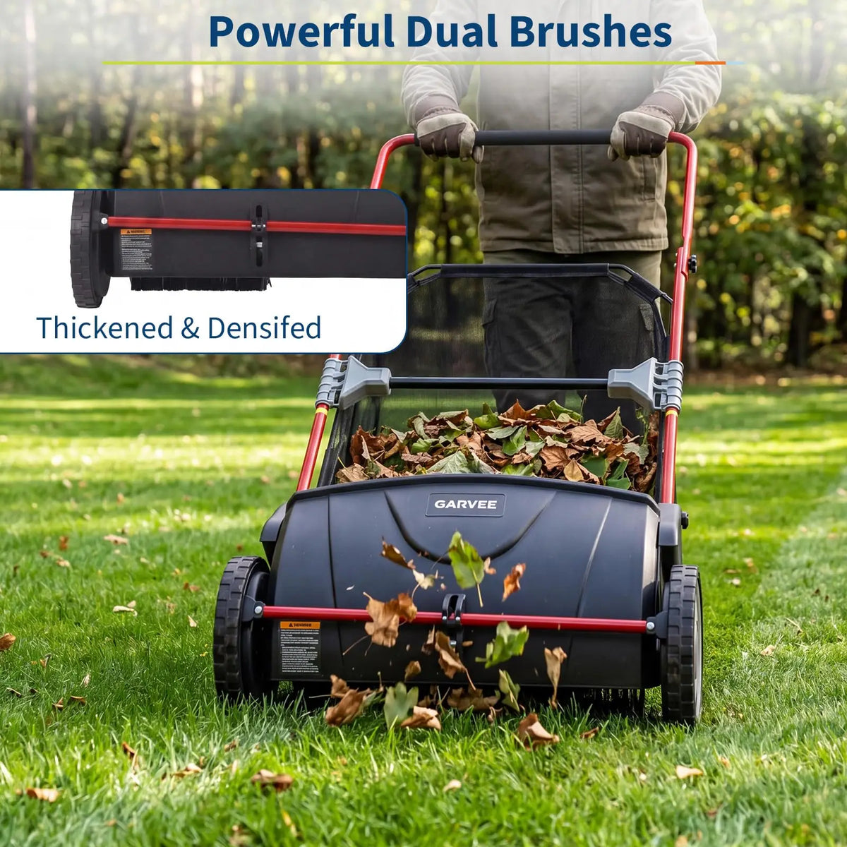 HiMISS Manual Push Lawn Sweeper Featuring Large Collection Hopper