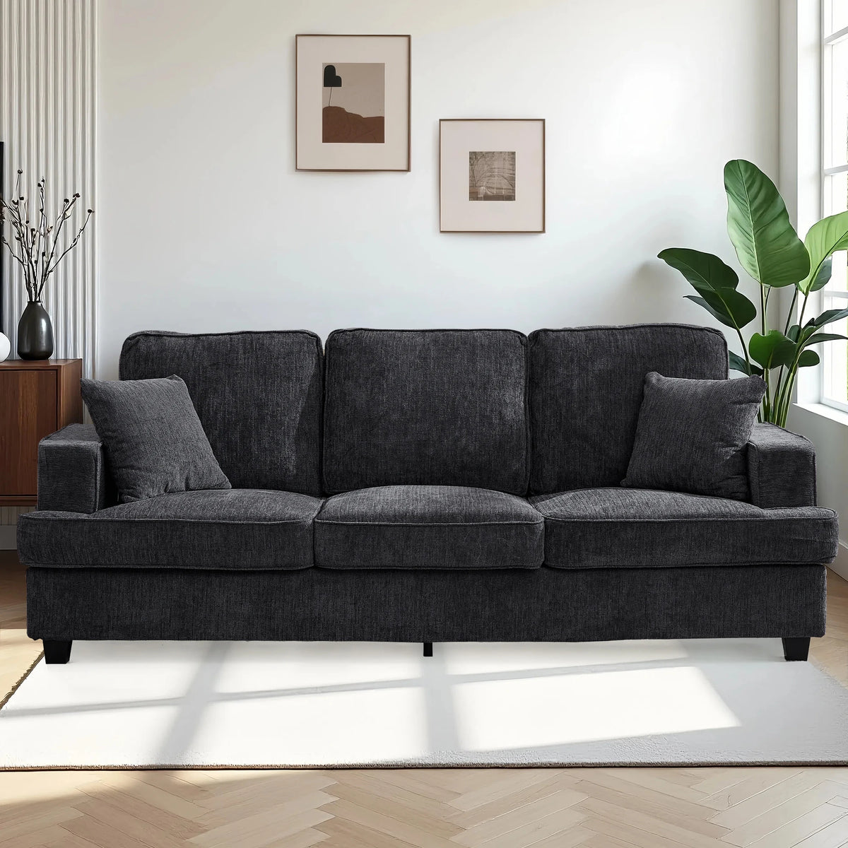 Modern Chenile Cloud Couch Sofa Featuring Sturdy Wooden Frame